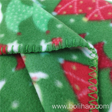 Christmas tree print design two side brushed fleece polar fleece blanket